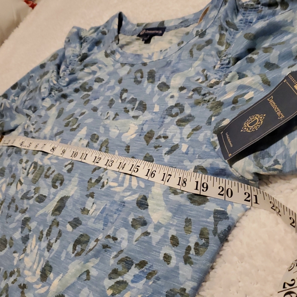 Democracy Blue and Green Patterned Top - Picture 7 of 10